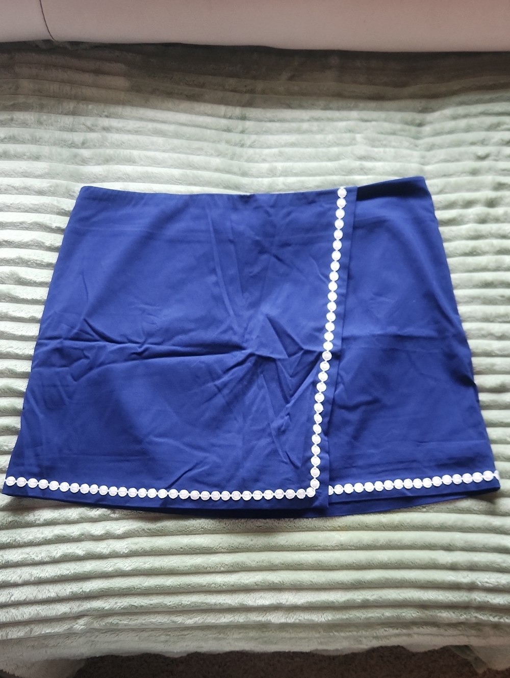 Belle by Kim Gravel Royal Blue Midi Skirt with White Trim